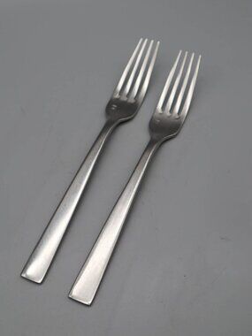 2 Fortessa Spada Satin Stainless Steel Flatware Dinner Forks ~8 1/4" Modern